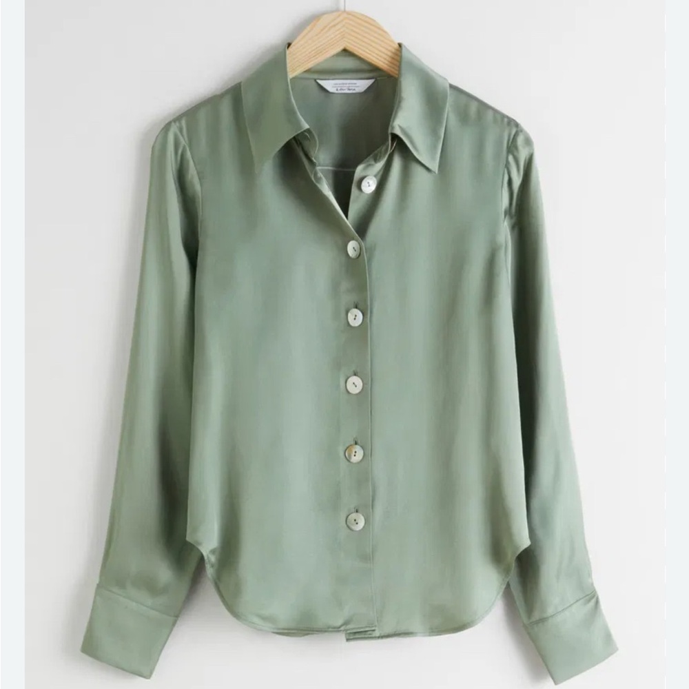 & Other Stories Green Long Sleeve Button Down Shirt